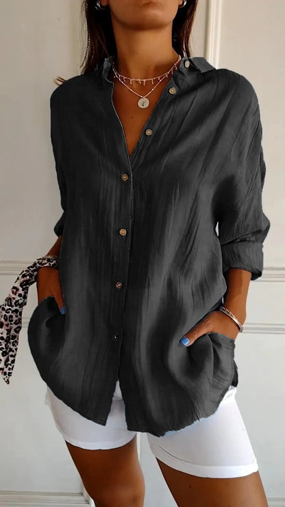 NEW Lapel Long Sleeve Shirt Women&