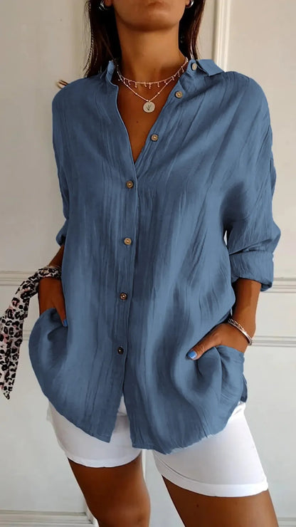 NEW Lapel Long Sleeve Shirt Women&